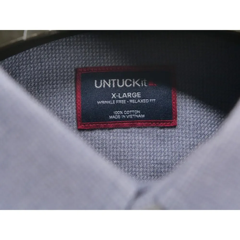 NWT UNTUCKit Veneto Shirt Mens XL Gray Relaxed Fit Wrinkle Free Button Up